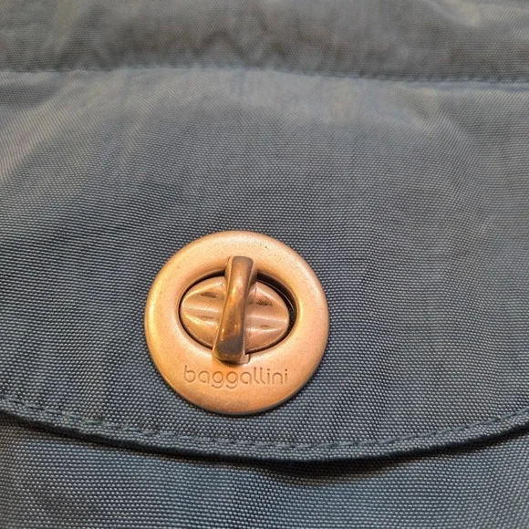 Baggallini Teal Nylon Shoulder Bag Tote Bag Purse - Picture 2 of 9